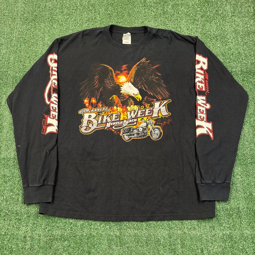 Vintage 2000's Myrtle Beach Bike Week Eagle Graphic Long Sleeve T-shirt